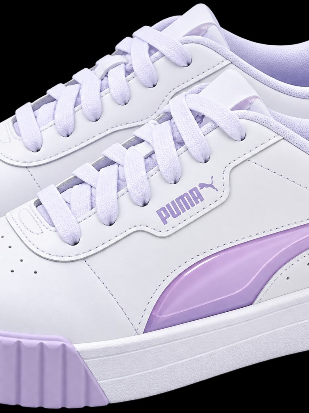 PUMA Women's White & Lavender Court-Style Sneakers